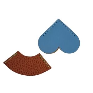 Handcrafted Genuine Leather Bookmarks Orange And Blue/Yellow
